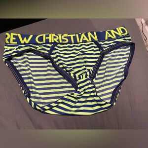 Andrew Christian Navy and Lime Striped Briefs